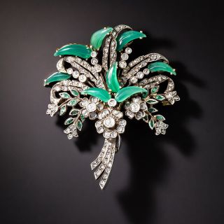 Antique Chrysoprase and Diamond Brooch - 1
