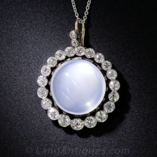 Antique Circa 1900 Moonstone and Diamond Pendant - 1