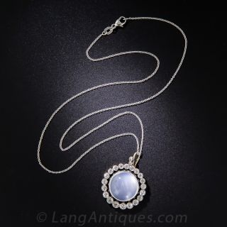 Antique Circa 1900 Moonstone and Diamond Pendant