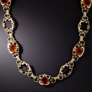 Antique Citrine and Black & White Enamel Necklace - 2
