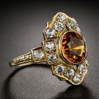 Antique Citrine and Diamond Dinner Ring