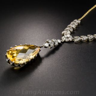 Antique Citrine and Diamond Necklace