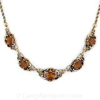 Antique Citrine and Enamel Necklace