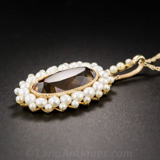 Antique Citrine and Pearl Pendant