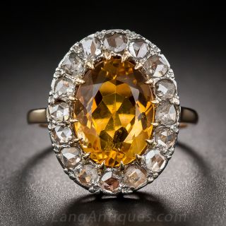 Antique Citrine and Rose-Cut Diamond Ring