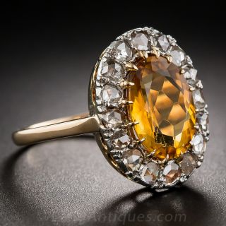 Antique Citrine and Rose-Cut Diamond Ring
