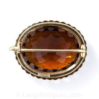 Antique Citrine and Seed Pearl Brooch