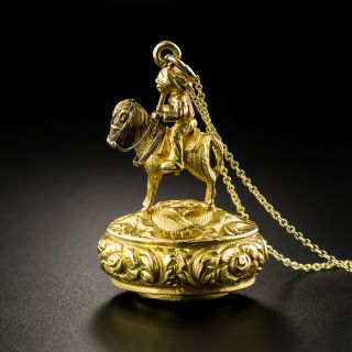 Antique Citrine Horseman Fob - 1