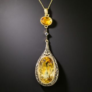 Antique Citrine Lavaliere Necklace  - 2