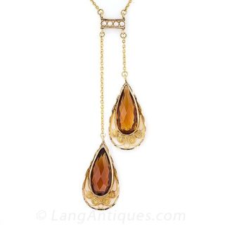 Antique Citrine Negligee Necklace