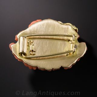Antique Coral Bacchus Brooch 
