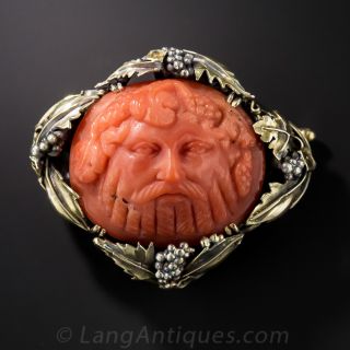 Antique Coral Bacchus Brooch