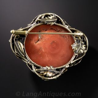 Antique Coral Bacchus Brooch