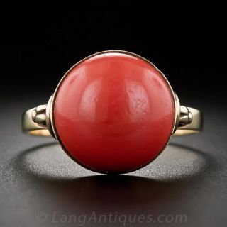 Antique Coral Button Ring