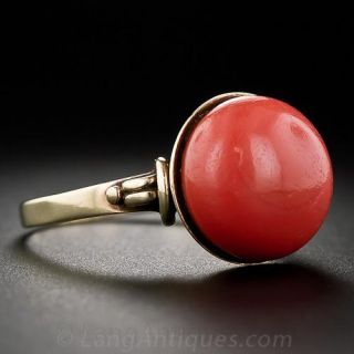 Antique Coral Button Ring