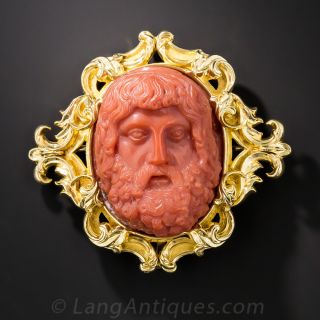 Antique Coral Cameo of Zeus 
