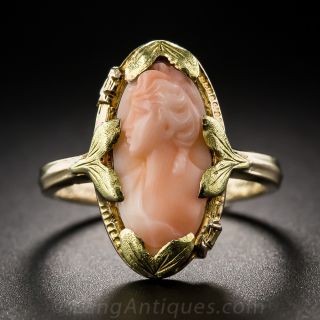 Antique Coral Cameo Ring  - 1