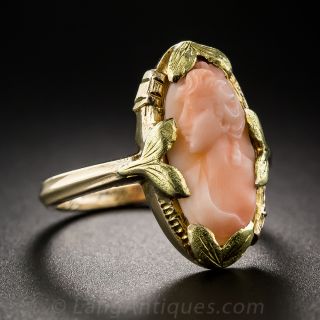 Antique Coral Cameo Ring 