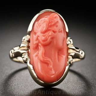 Antique Coral Cameo Ring