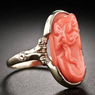 Antique Coral Cameo Ring