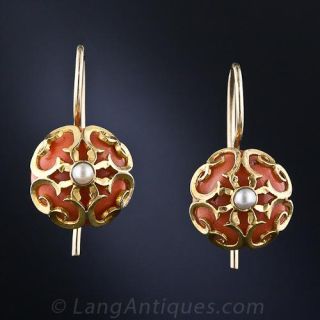 Antique Coral Drop Earrings
