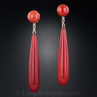 Antique Coral Drop Earrings
