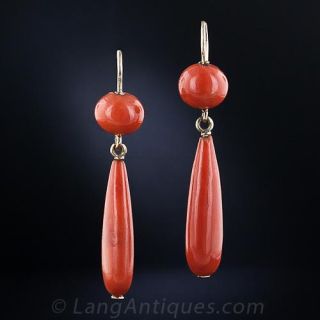 Antique Coral Drop Earrings