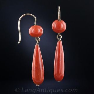 Antique Coral Drop Earrings