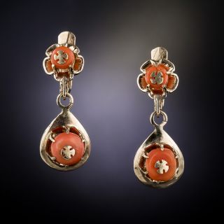 Antique Coral Drop Earrings