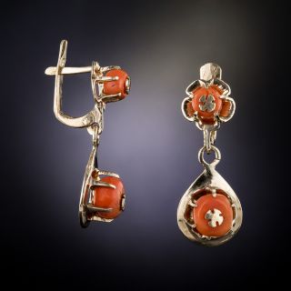 Antique Coral Drop Earrings