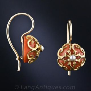 Antique Coral Drop Earrings