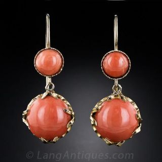 Antique Coral Drop Earrings
