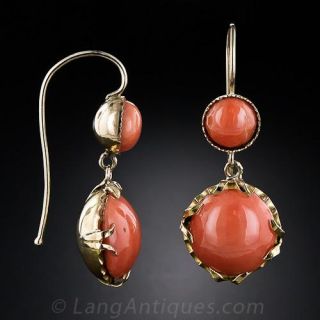 Antique Coral Drop Earrings