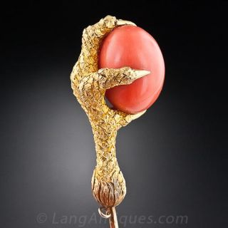 Antique Coral Stickpin 