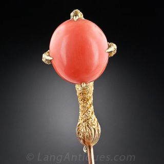 Antique Coral Stickpin 