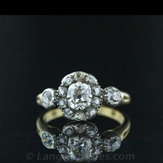Antique Cushion Cut Diamond Ring Main View