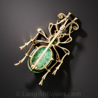 Antique Demantoid and Diamond Beetle Brooch