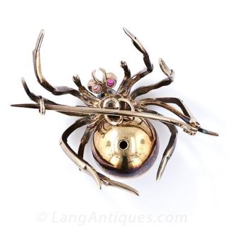 Antique Diamond and Agate Spider Brooch/Pendant