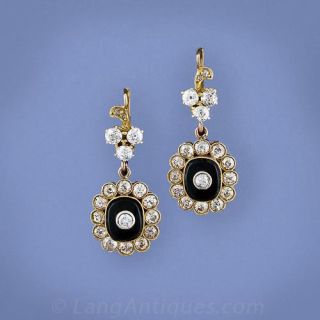 Antique Diamond and Black Onyx Earrings
