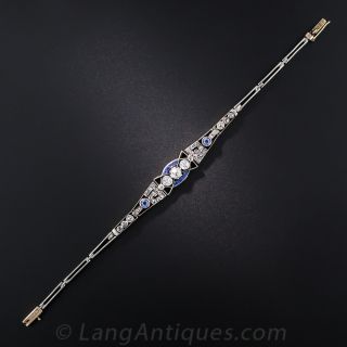 Russian Antique Diamond and Blue Glass Bracelet