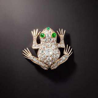 Antique Diamond and Demantoid Frog Brooch, Circa 1900 - 1