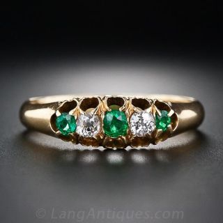 Antique Diamond and Emerald Band Ring