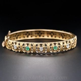Antique Diamond and Emerald Bangle