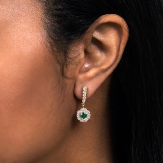 Antique Diamond and Emerald Drop Earrings