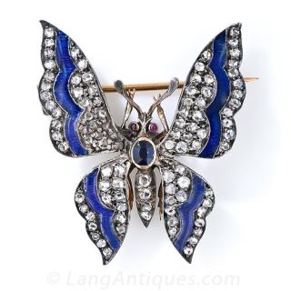 Antique Diamond and Enamel Butterfly