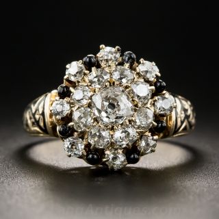 Antique Diamond and Enamel Cluster Ring