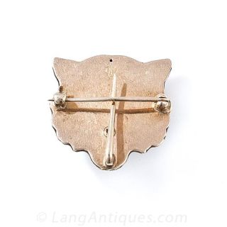 Antique Diamond and Enamel Tiger Pin
