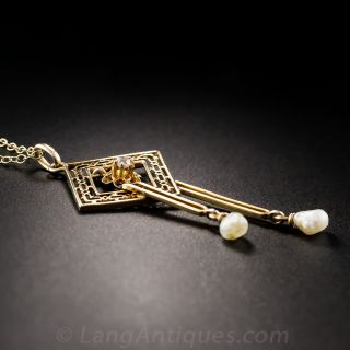 Antique Diamond and Freshwater Pearl Necklace