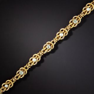 Antique Diamond and Natural Pearl Bracelet, French - 2