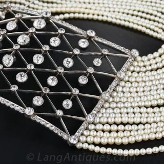 Antique Diamond and Natural Pearl Choker